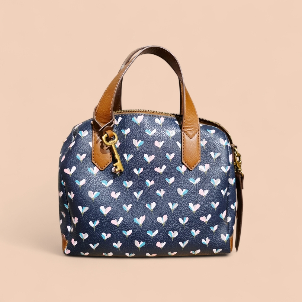 Fossil Midnight Navy Blue Leather Crossbody Bag Handbag